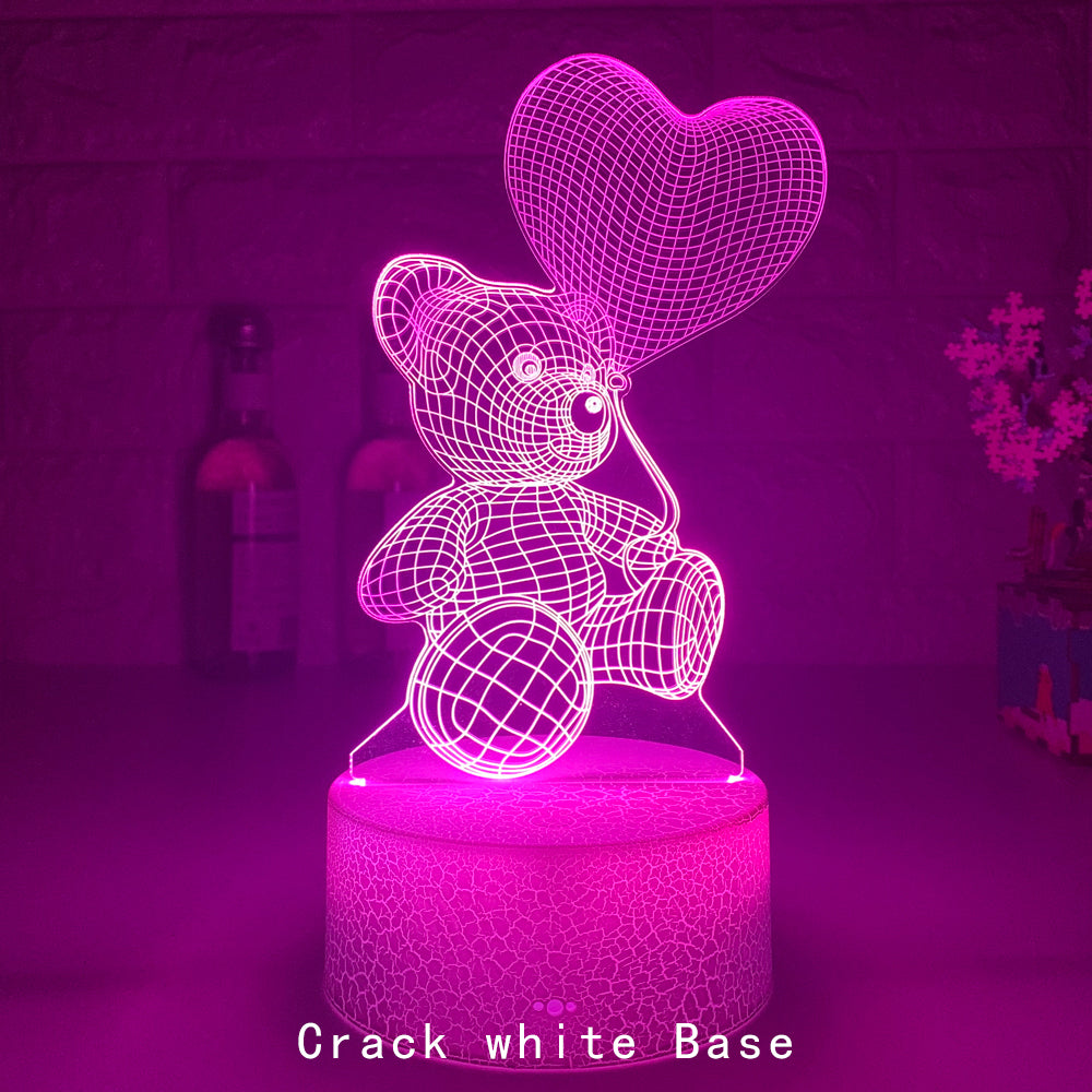 Lámpara 3D acrílica USB LED, luces de noche, letrero de neón, decoraciones navideñas para el hogar, dormitorio, decoración de cumpleaños, regalos de San Valentín