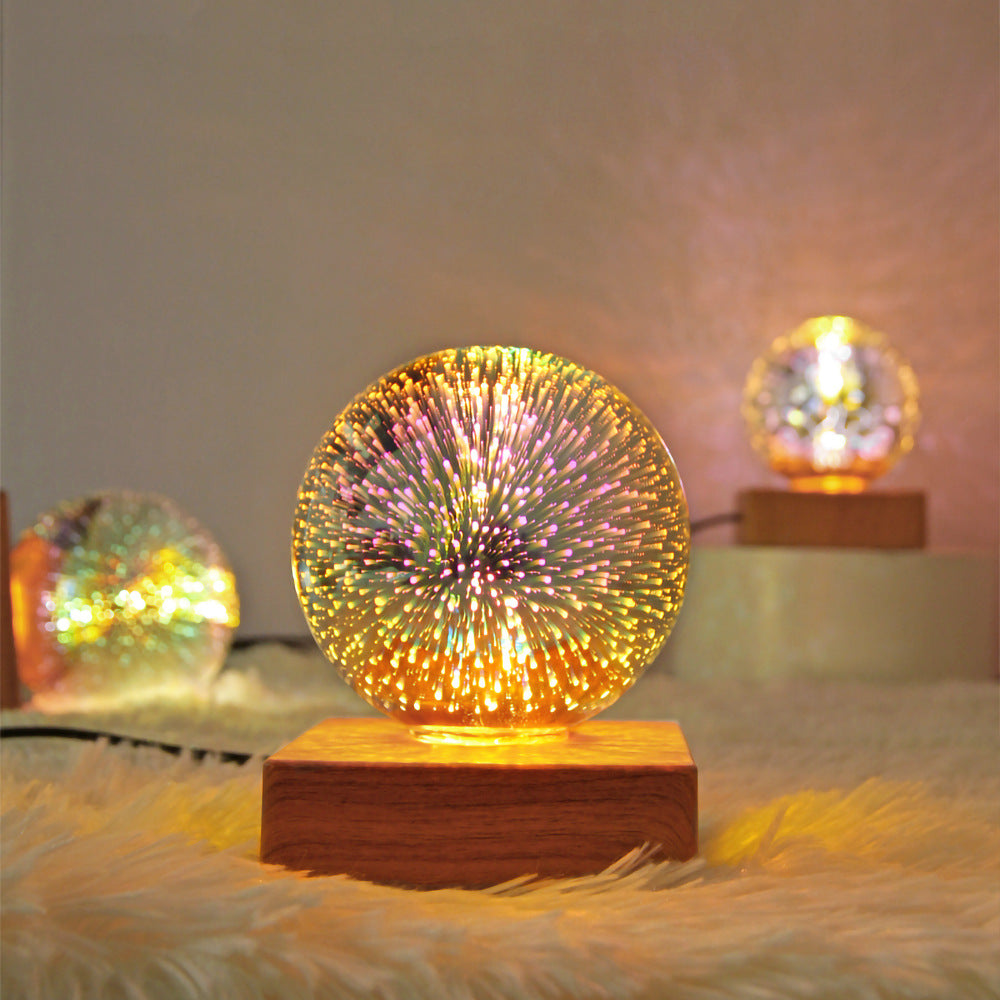 Luz de Noche USB 3D con Efecto Fuegos Artificiales, Lámpara Nocturna Romántica con Estrellas LED, Luces de Navidad, Decoración Navideña para el Hogar