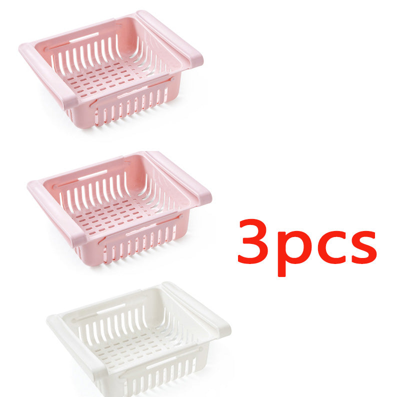 Cesta organizadora extensible para frigorífico, caja de almacenamiento multifunción para frigorífico de cocina