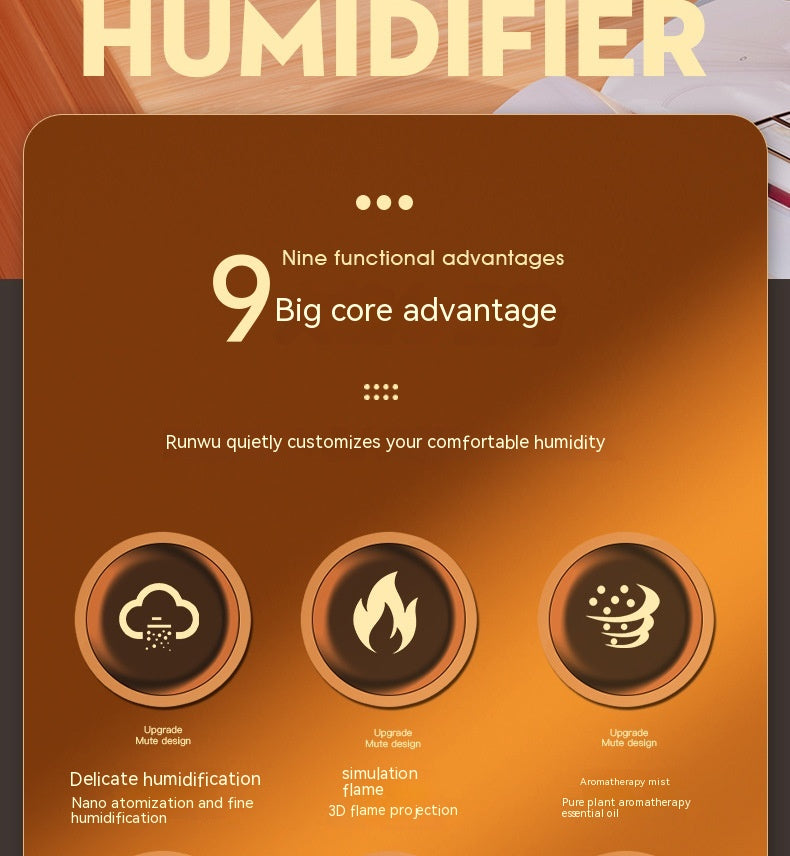 Humidificador de llama USB con temporizador inteligente, difusor de aroma eléctrico LED, lámpara de noche con simulación de fuego para decoración del hogar