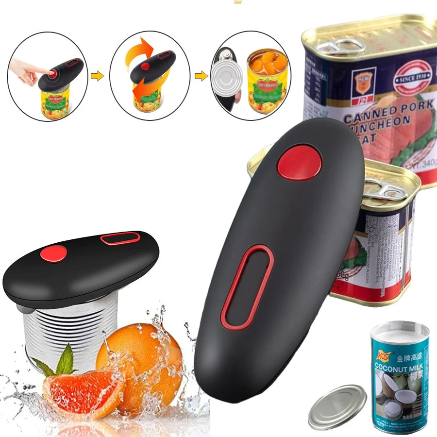 Abrelatas eléctrico automático para tarros, botellas, latas, máquina de un toque, portátil, utensilio de cocina de apertura manos libres