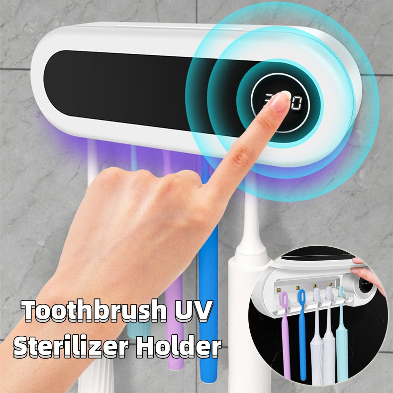 Soporte de cepillo de dientes montado en la pared, soporte esterilizador UV inteligente para cepillo de dientes, dispensador de pasta de dientes para accesorios de baño
