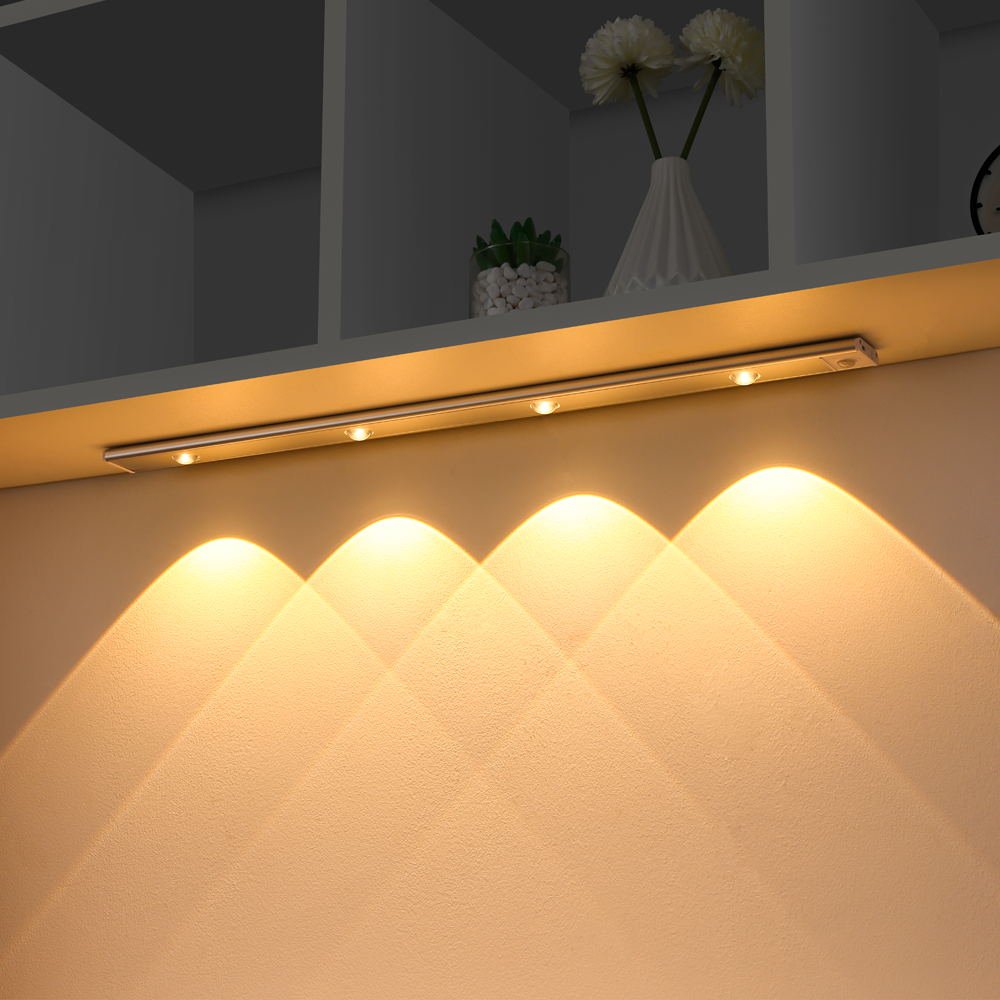 Luz de noche LED USB con sensor de movimiento, luz LED inalámbrica fina para enfriador de vino, para gabinetes de cocina, dormitorios, armarios, iluminación interior