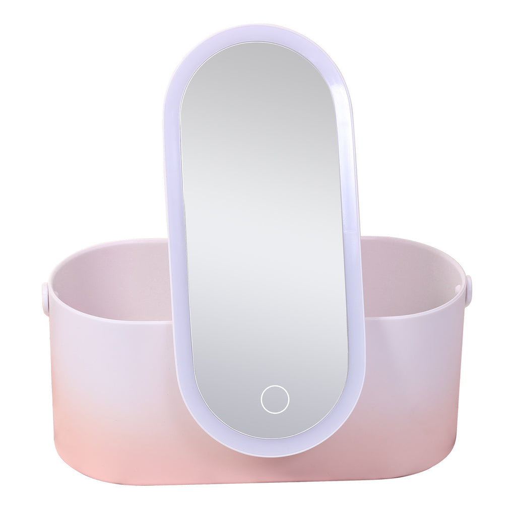 Caja de almacenamiento LED para espejo de maquillaje portátil organizador de maquillaje de viaje con espejo LED