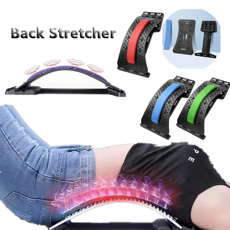 Estirador de espalda, masajeador ajustable para espalda, cintura y cuello, fitness, apoyo lumbar y cervical, alivio del dolor