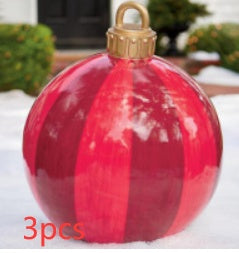 Bolas de adorno navideño de PVC para exteriores de 60 CM, bolas decoradas inflables de PVC, bolas gigantes grandes, adornos para árboles de Navidad, juguete de bola
