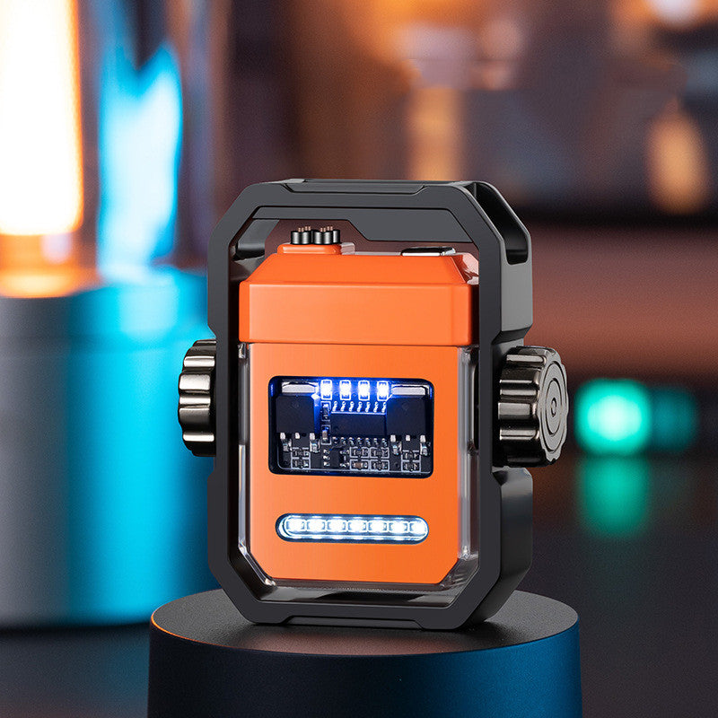 Nuevo encendedor Pulse de doble arco, a prueba de viento para exteriores, carga tipo C, encendedor eléctrico, aleación mecánica, giroscopio giratorio, herramienta de descompresión