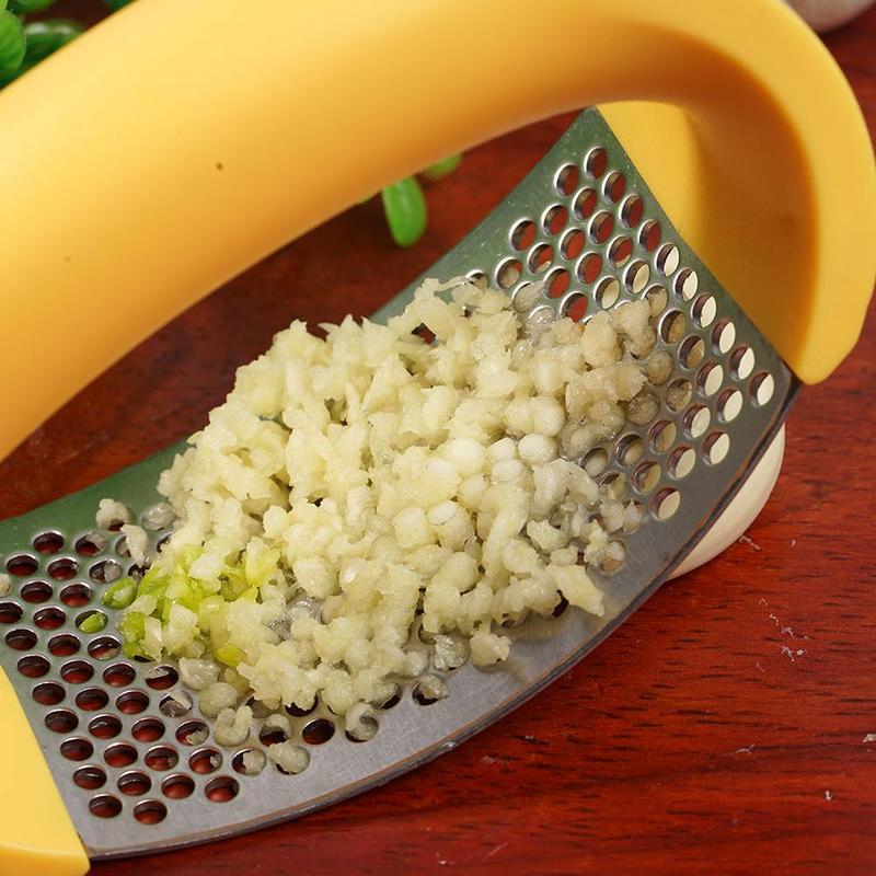 Machacador de ajos de acero inoxidable, prensa de ajos, herramientas manuales de curva para frutas y verduras, utensilios de cocina