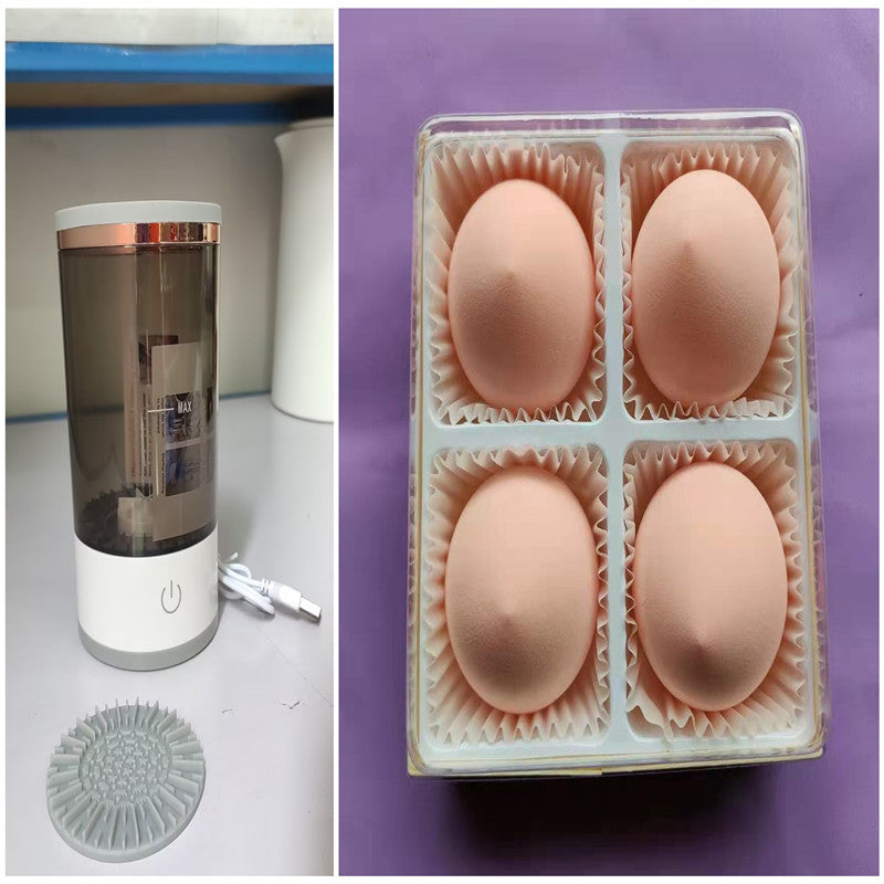 Herramienta de limpieza de brochas de sombra de ojos para mujeres, limpiador eléctrico portátil de brochas de maquillaje con carga USB, limpiador automático de brochas de cosméticos