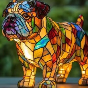 Lámpara decorativa de perro extraño y colorido de resina