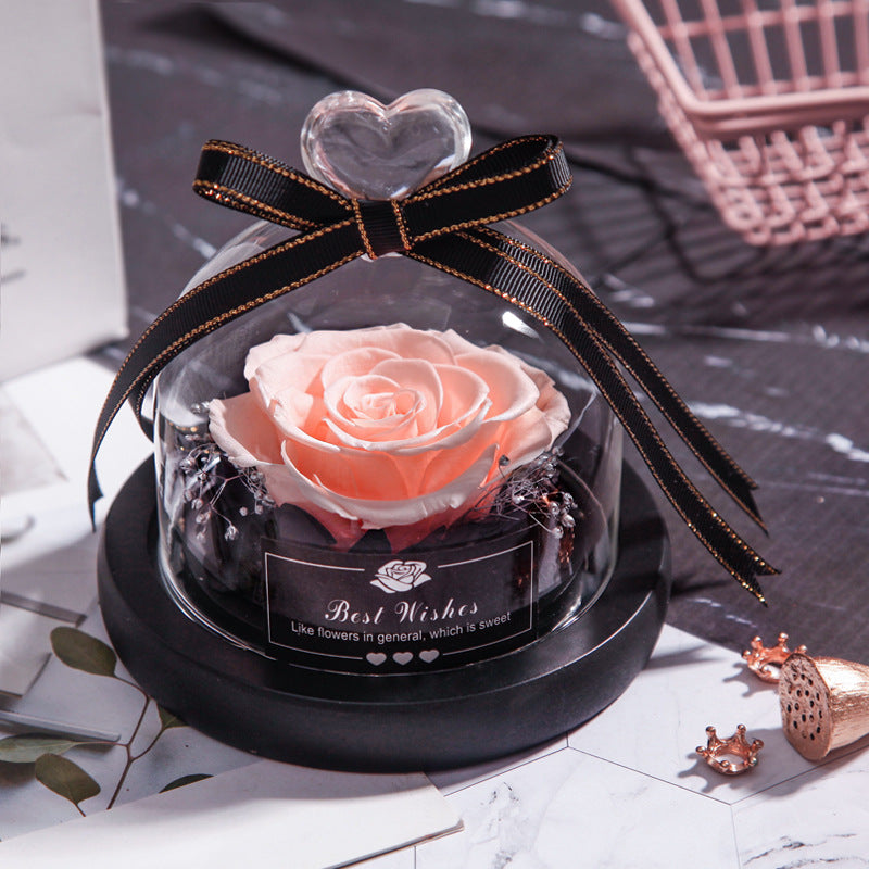 Día de San Valentín Navidad Flores Secas Para Decoración del Hogar Regalos de Boda Flores Secas Rosa Eterna Real Decoración del Hogar con LED en Cristal