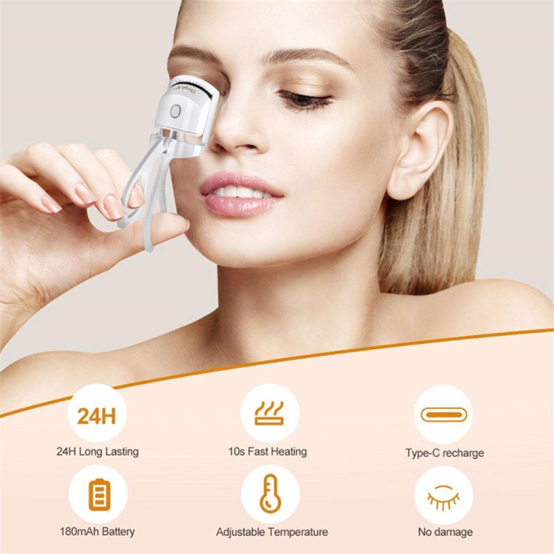 Rizador de pestañas térmico, eléctrico, con control de temperatura, mini rizador de pestañas eléctrico, portátil, recargable
