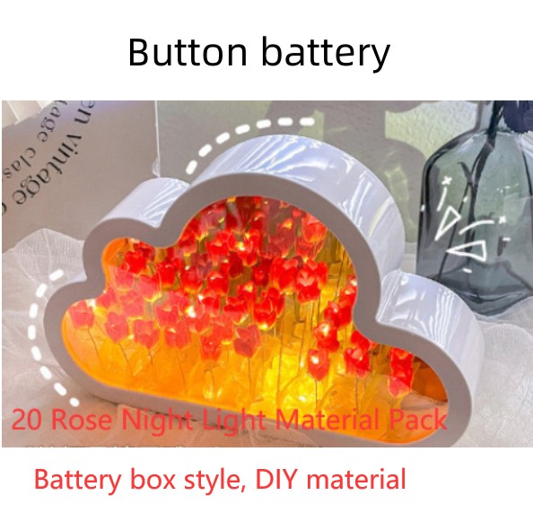 Tulipán Lámpara de Noche Material DIY Nube Tulipanes Lámpara de Noche Espejos Decorativos Marco de Fotos Luces de Mesa LED Coreano Creativo Escritorio Dormitorio Hecho a Mano Regalos de Cumpleaños