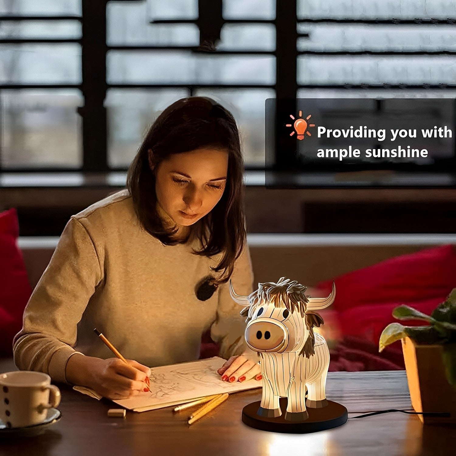 Lámpara de mesa Home Cow Lámpara de noche pequeña y divertida con forma de vaca