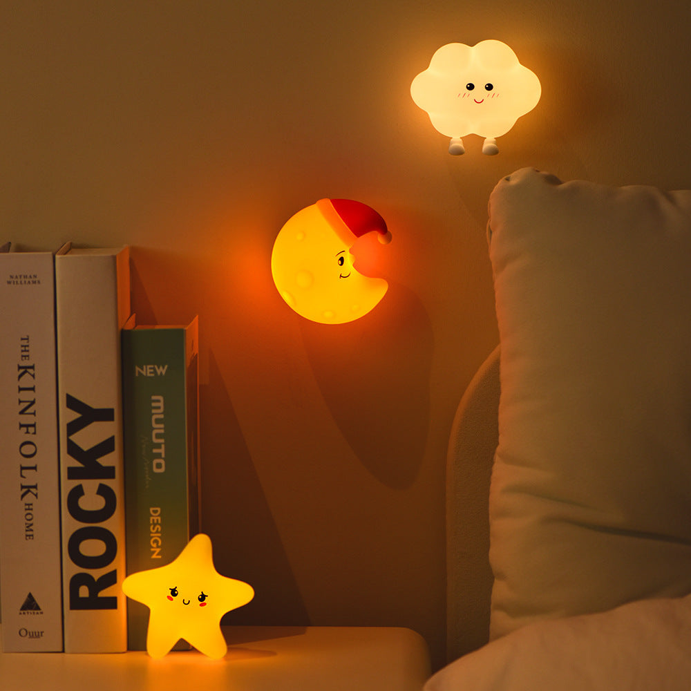 Luz de silicona en forma de Luna, Nube, Xingx, bonita, con imán, lámpara de cabecera recargable