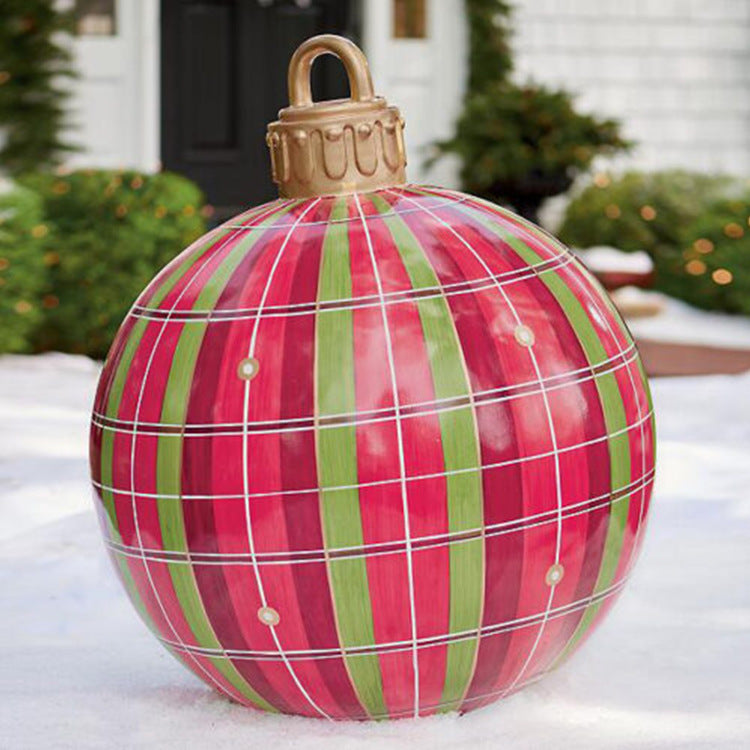 Bolas de adorno navideño de PVC para exteriores de 60 CM, bolas decoradas inflables de PVC, bolas gigantes grandes, adornos para árboles de Navidad, juguete de bola