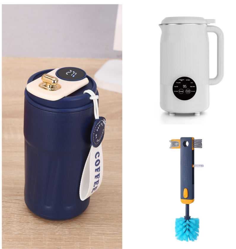 Taza de café portátil inteligente con pantalla digital, botella de agua de acero inoxidable, termo de coche, taza aislada para mantener el frío, 450ml