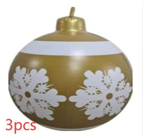Bolas de adorno navideño de PVC para exteriores de 60 CM, bolas decoradas inflables de PVC, bolas gigantes grandes, adornos para árboles de Navidad, juguete de bola