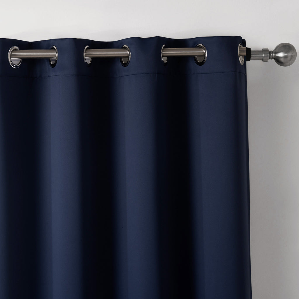 Cortinas Estampadas de Tela Opaca Azul Oscuro para Dormitorio