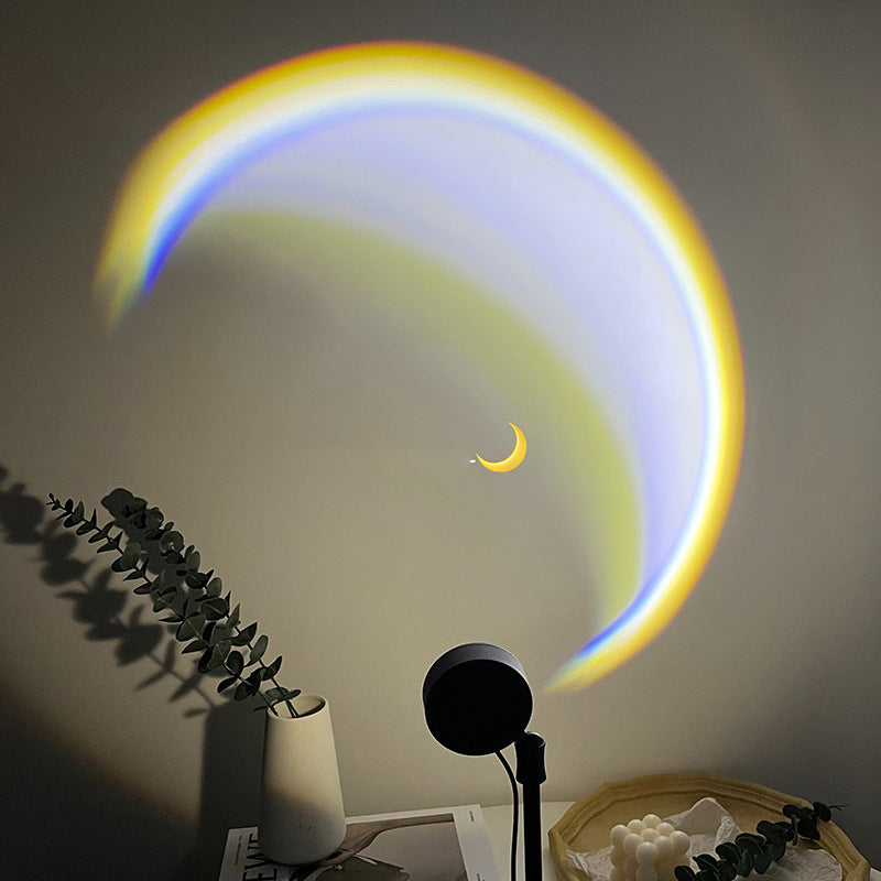 INS Lámpara Luna USB LED Arcoíris Neón Luz Nocturna Atardecer Proyector Fotografía Iluminación Ambiente de Pared Para Dormitorio Decoración del Hogar