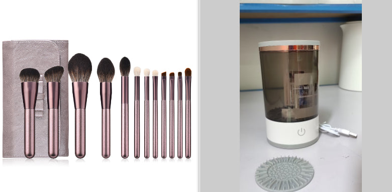 Herramienta de limpieza de brochas de sombra de ojos para mujeres, limpiador eléctrico portátil de brochas de maquillaje con carga USB, limpiador automático de brochas de cosméticos