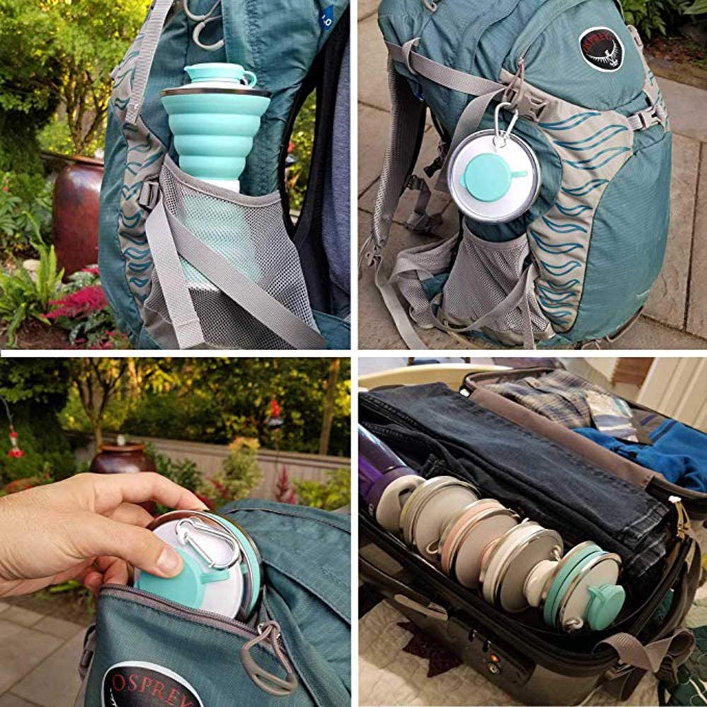 Botella de agua de silicona de 500 ml, plegable, a prueba de fugas, portátil, para deportes, viajes, para actividades al aire libre, gimnasio, senderismo, utensilios de cocina reutilizables