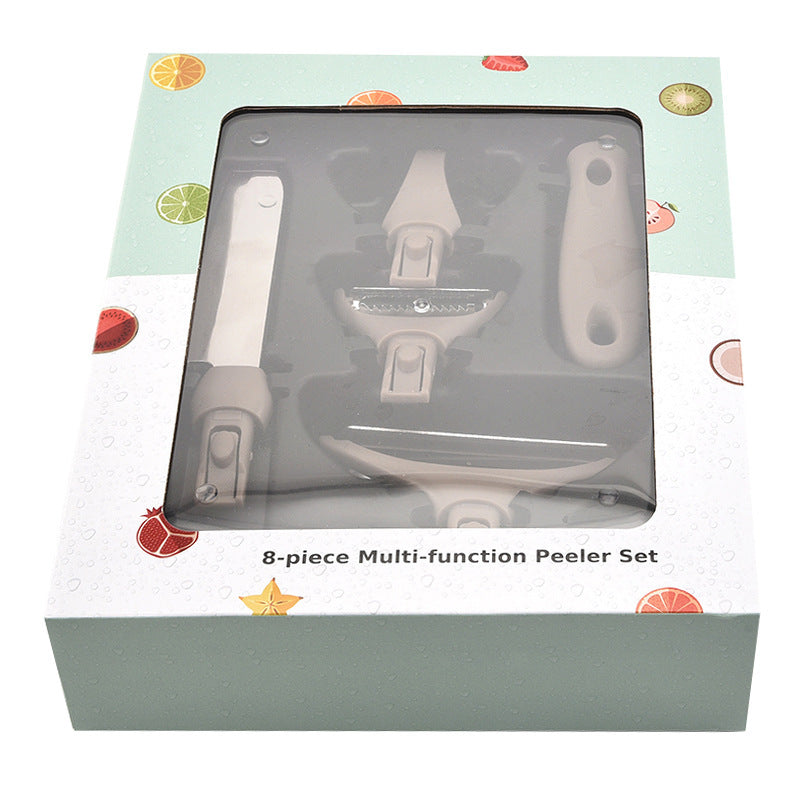 Juego de cortadores de acero inoxidable, juego de tres piezas, tabla de cortar de paja de trigo, cuchillo para fruta, pelador, herramientas de cocina combinadas