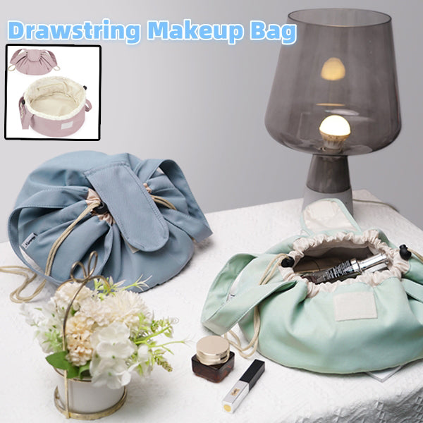 Neceser de Maquillaje con Cordón tipo Barril de Gran Capacidad para Mujer, Organizador de Artículos de Tocador, Bolsa de Almacenamiento de Viaje para Dama