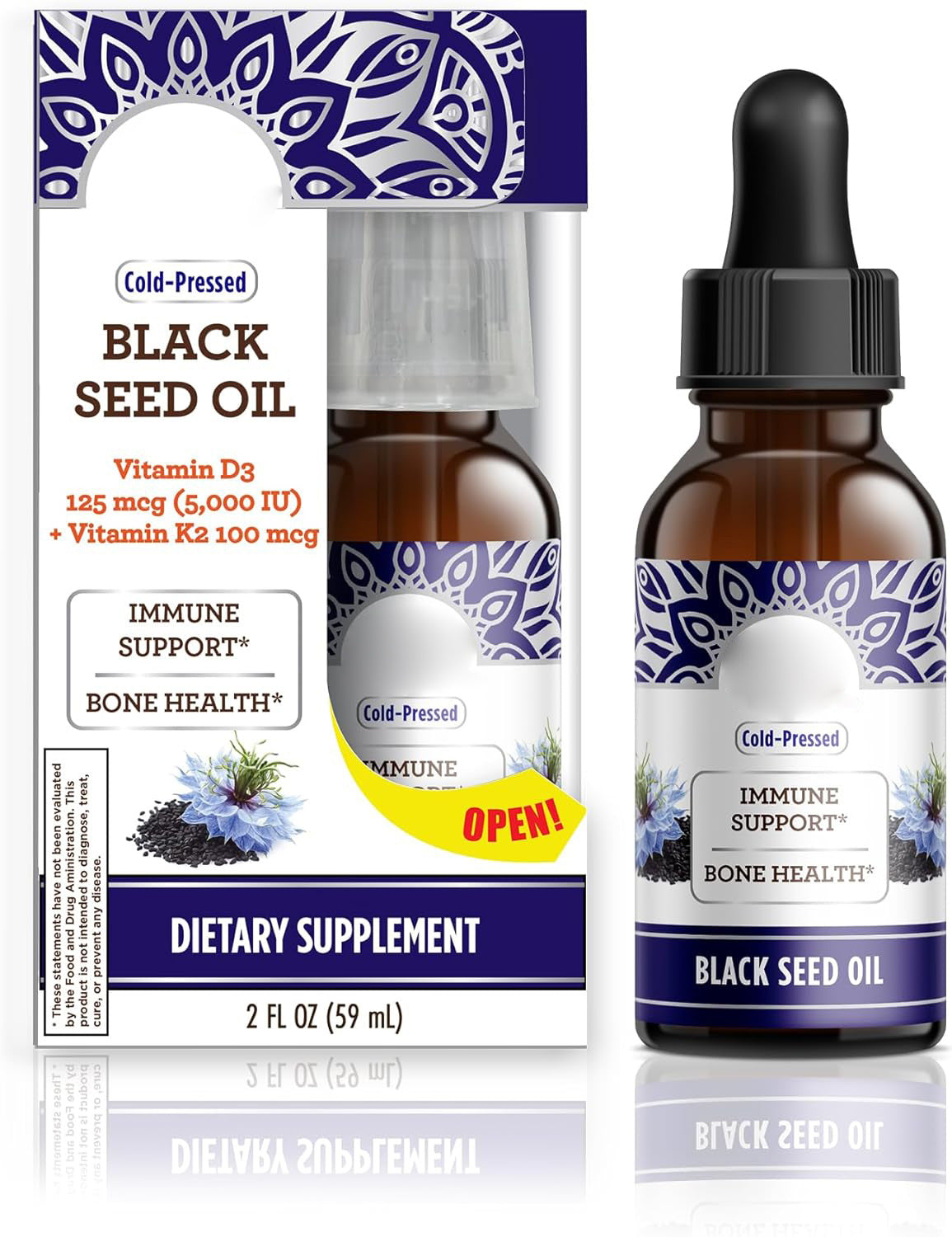 Gotas de aceite de semilla negra contienen vitaminas