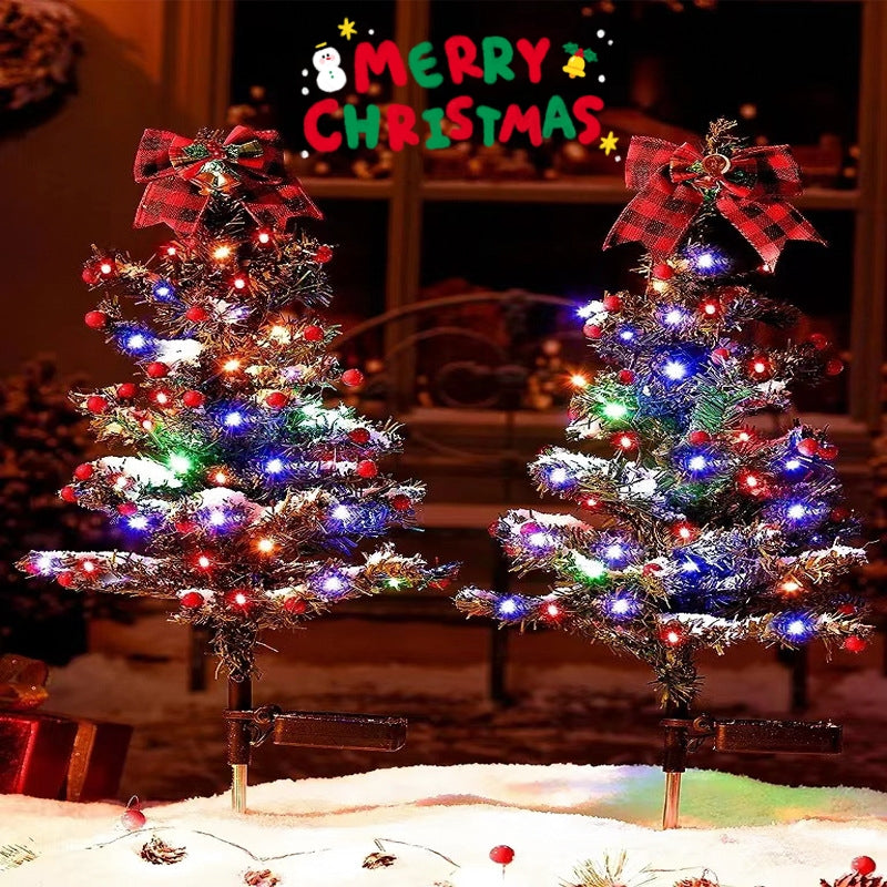 Decoración navideña impermeable para exteriores, árbol de Navidad solar con 2 modos, estaca de jardín, luz de sendero navideño para decoración de jardín y patio.