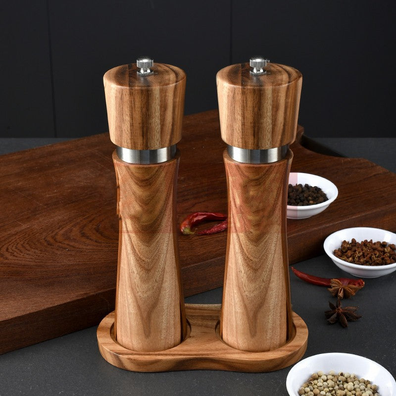 Molinillo manual de pimienta con núcleo cerámico de madera de acacia