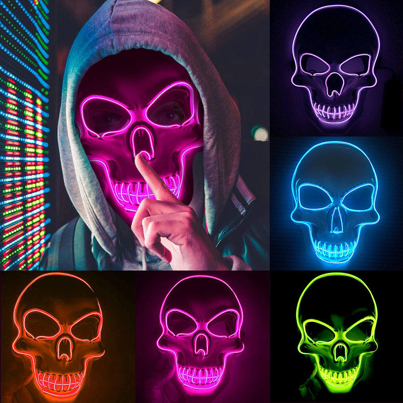 Máscara de Esqueleto Halloween con Luz LED, Máscara Aterradora