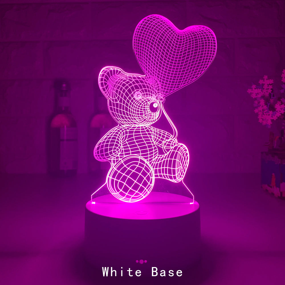 Lámpara 3D acrílica USB LED, luces de noche, letrero de neón, decoraciones navideñas para el hogar, dormitorio, decoración de cumpleaños, regalos de San Valentín