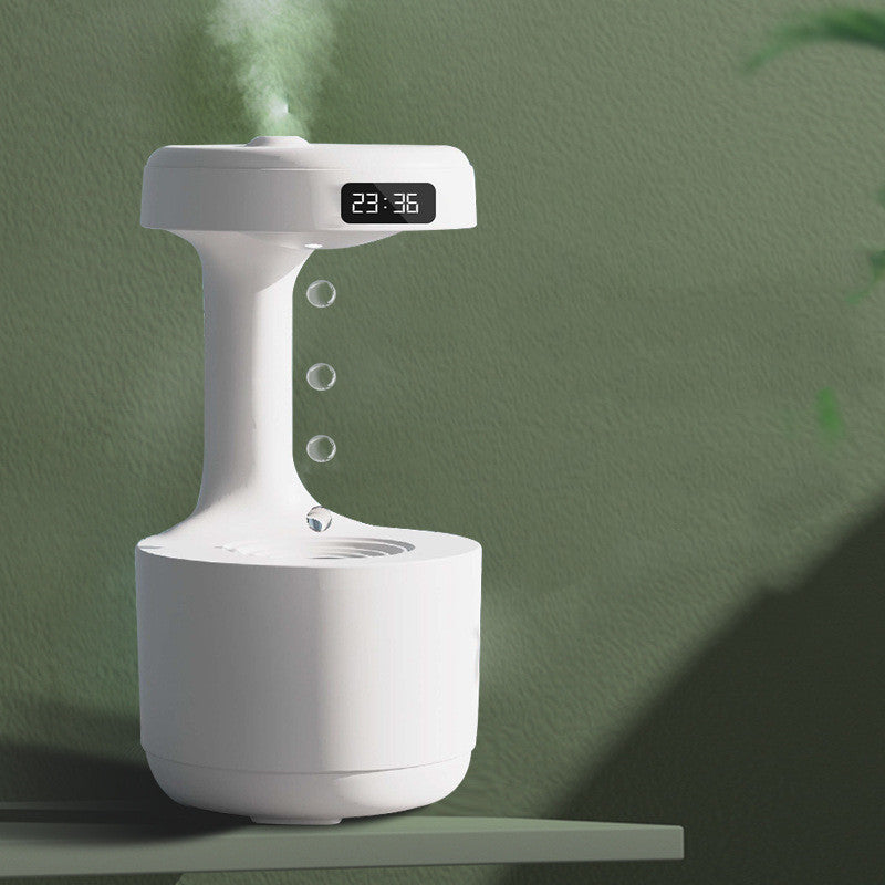 Humidificador antigravedad para dormitorio con reloj, difusor de aroma con reflujo de gotas de agua, humidificador de gran capacidad, silencioso, de niebla pesada, pulverizador doméstico para oficina y dormitorio