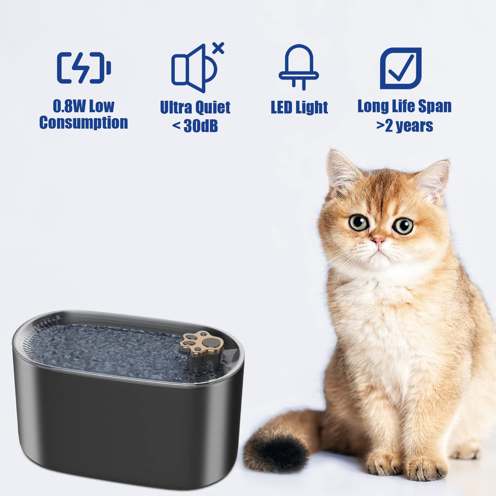 Filtro para fuente de agua para gatos de 3L, bebedero automático para perros y gatos, dispensador de agua para mascotas ultrasilencioso con luz LED, productos para mascotas