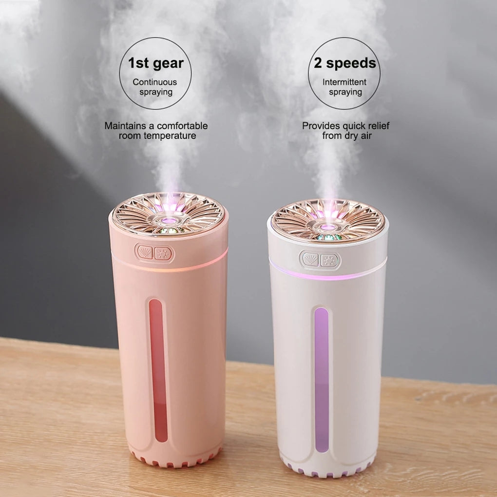 Humidificador de aire inalámbrico con luces de colores, ultrasónico silencioso, difusor purificador USB, 800 mAh recargable, fabricante de niebla fría para coche
