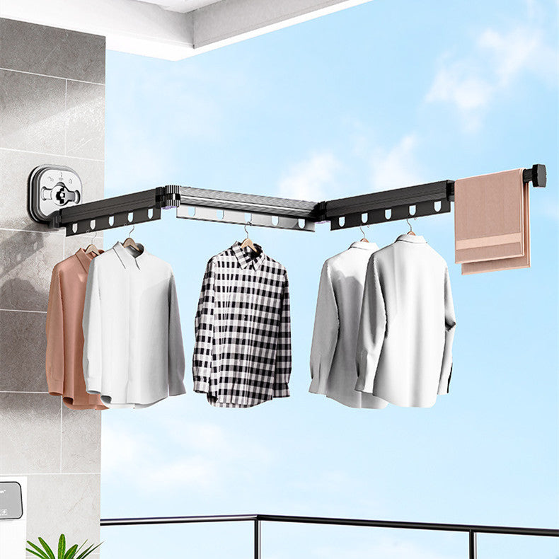 Perchero plegable con ventosa para ropa, balcón, aluminio, tendedero retráctil, sin perforaciones