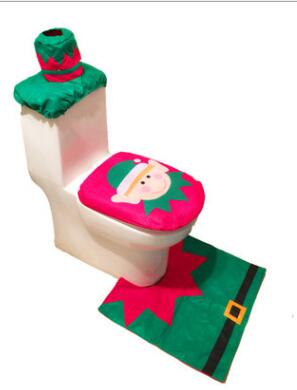 Feliz Navidad Cortina de baño Papá Noel Asiento de inodoro Decoraciones de Navidad