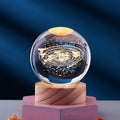 Lámpara de Noche Brillante del Sistema Solar Tallada en 3D Bola de Cristal, Lámpara de Cabecera Cálida, Regalo para Niños y Festivales