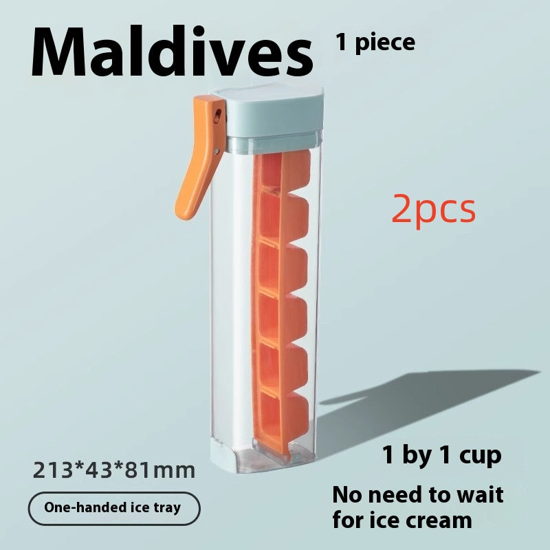 Molde de hielo, máquina de hielo casera, bandeja de hielo de grado alimenticio con prensa, máquina de cubitos de hielo, molde de bandeja de hielo con caja de almacenamiento, utensilio de cocina