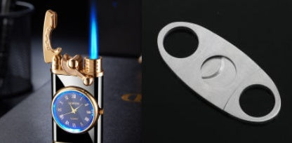 Nuevo encendedor con brazo oscilante de reloj eléctrico, encendido automático, llama azul recta, encendedor creativo con esfera real, recargable a prueba de viento, regalo para hombre.