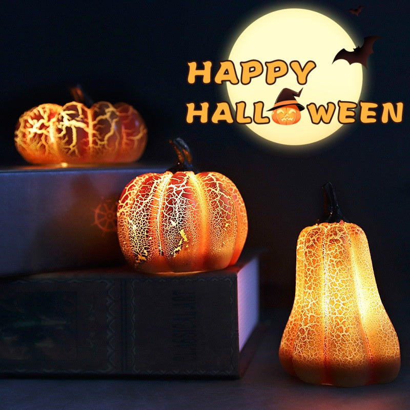 Nueva Calabaza de Halloween Linterna de calabaza de simulación Lámpara de vela LED de calabaza Resina Calabaza luminosa