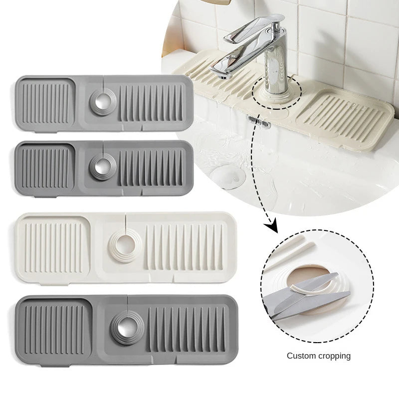 Almohadilla de silicona para grifo, accesorios de cocina, alfombrilla de baño, almohadilla de drenaje antisalpicaduras, engrosamiento impermeable de la base del grifo
