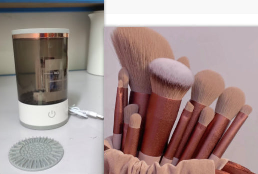 Herramienta de limpieza de brochas de sombra de ojos para mujeres, limpiador eléctrico portátil de brochas de maquillaje con carga USB, limpiador automático de brochas de cosméticos