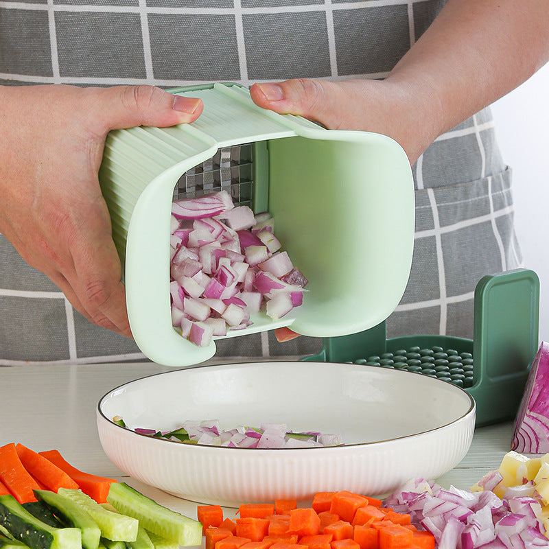 Cortador de Verduras Multifuncional, Cortador de Papas Fritas, Picador de Cebolla de Presión Manual Doméstico, Rebanador de Pepino y Papa, Herramientas de Cocina