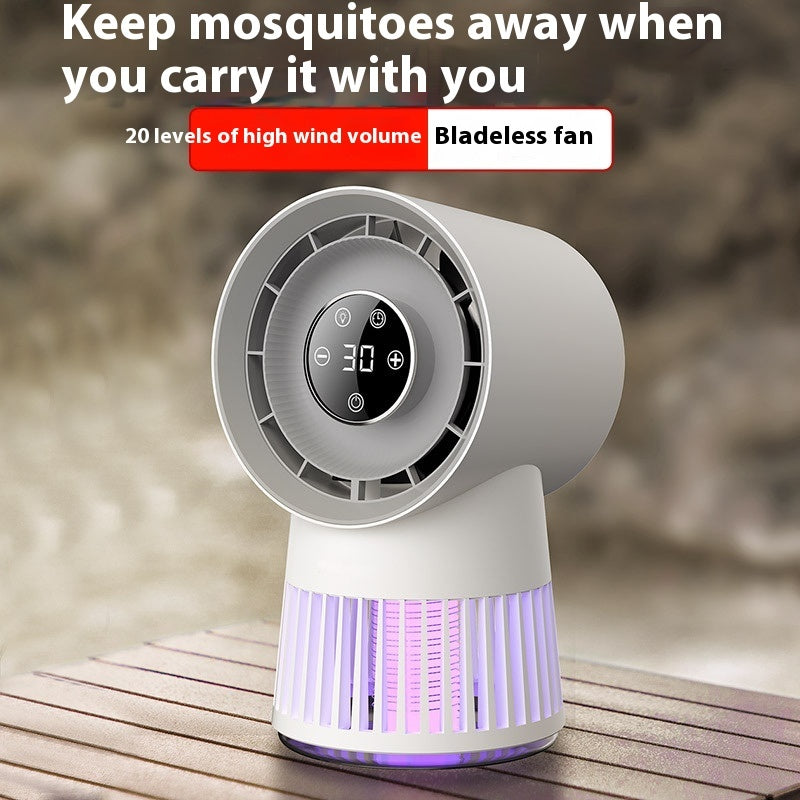 Ventilador de escritorio mini creativo 2 en 1 para matar mosquitos, matamosquitos eléctrico, ventilador recargable por USB, lámpara de noche para el hogar y suministros para exteriores