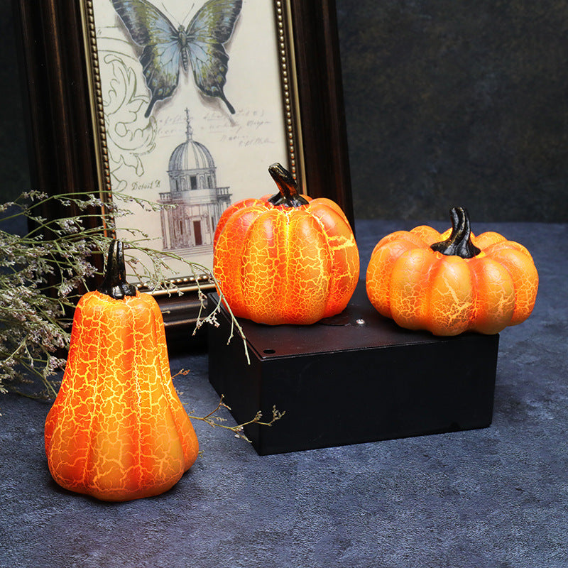 Nueva Calabaza de Halloween Linterna de calabaza de simulación Lámpara de vela LED de calabaza Resina Calabaza luminosa