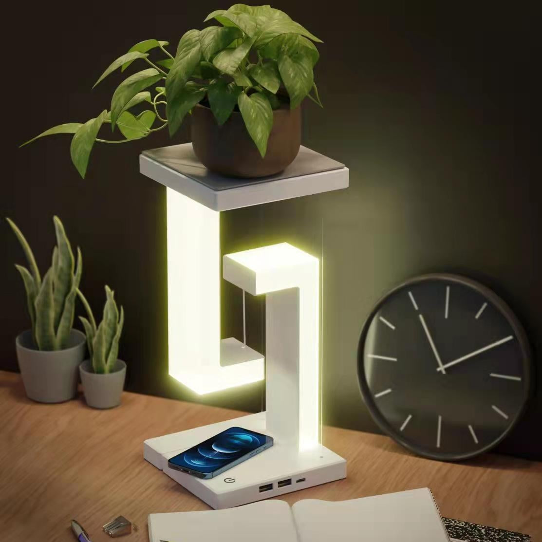Lámpara de suspensión de carga inalámbrica creativa para smartphone, lámpara de equilibrio flotante para el hogar y el dormitorio