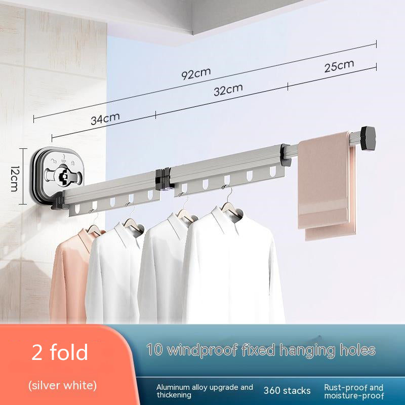 Perchero plegable con ventosa para ropa, balcón, aluminio, tendedero retráctil, sin perforaciones