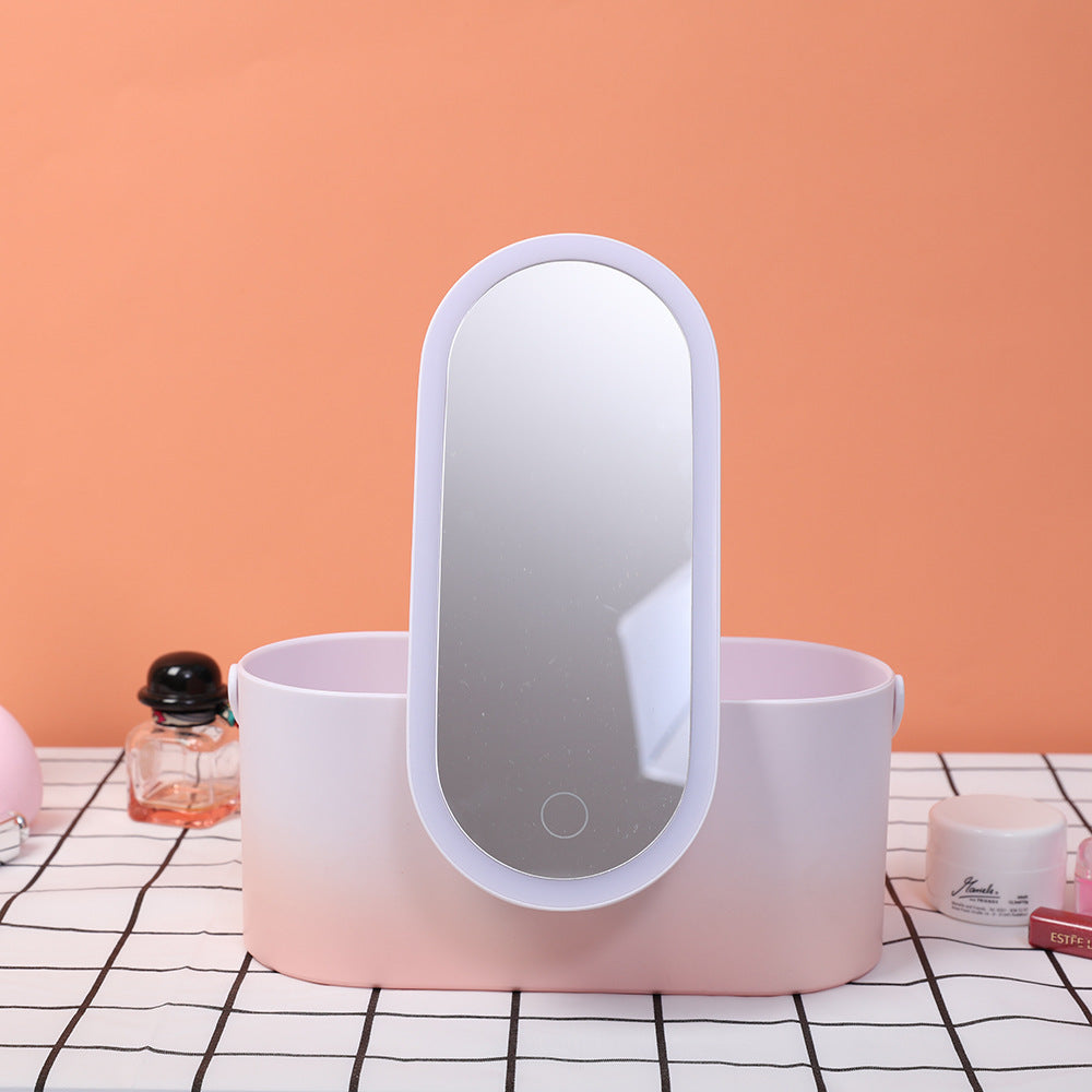 Caja de almacenamiento LED para espejo de maquillaje portátil organizador de maquillaje de viaje con espejo LED